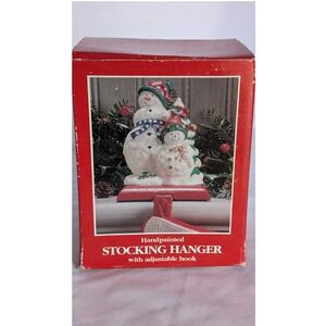 Potpourri Designs 1995 Snowman Fam. Handpainted Stocking Hanger Adjustable Hook